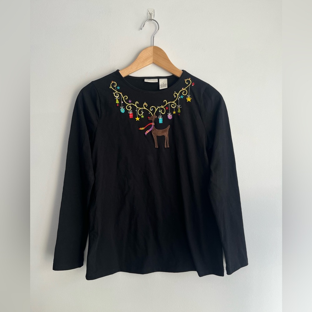Vintage Christmas Embroidery Long Sleeve